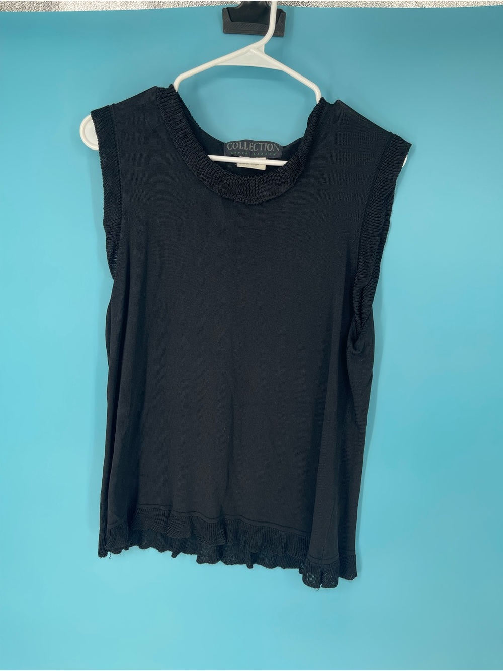 Collection B Black Ruffled Hem Sleeveless Knit Top